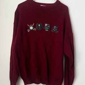 Izod Men's Maroon Crewneck Sweater with Embroidery